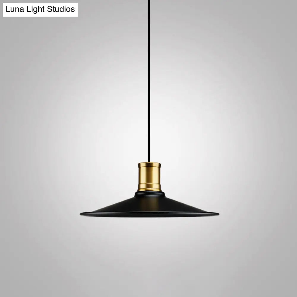 Industrial Geometric Metal Pendant Light With Black Finish And Single Bulb / C