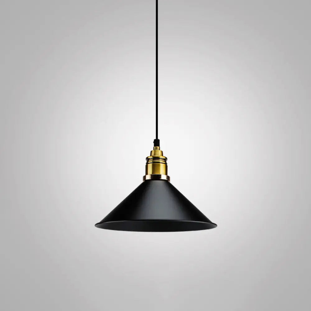 Modern Metal Black Pendant Light With Geometric Shade - Single Bulb Industrial Hanging Fixture / D