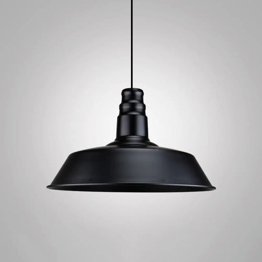 Modern Metal Black Pendant Light With Geometric Shade - Single Bulb Industrial Hanging Fixture / E