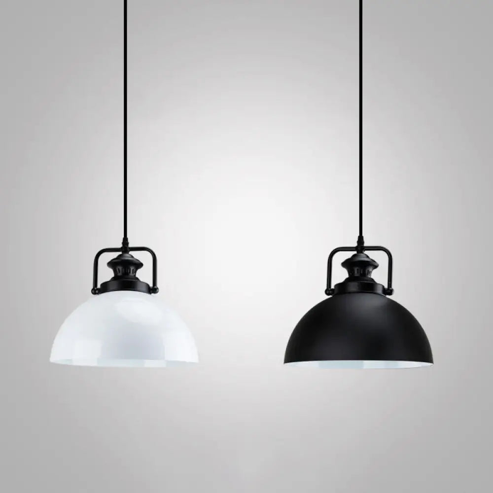 Modern Metal Black Pendant Light With Geometric Shade - Single Bulb Industrial Hanging Fixture / F
