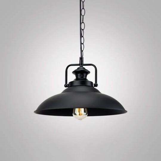 Modern Metal Black Pendant Light With Geometric Shade - Single Bulb Industrial Hanging Fixture / G