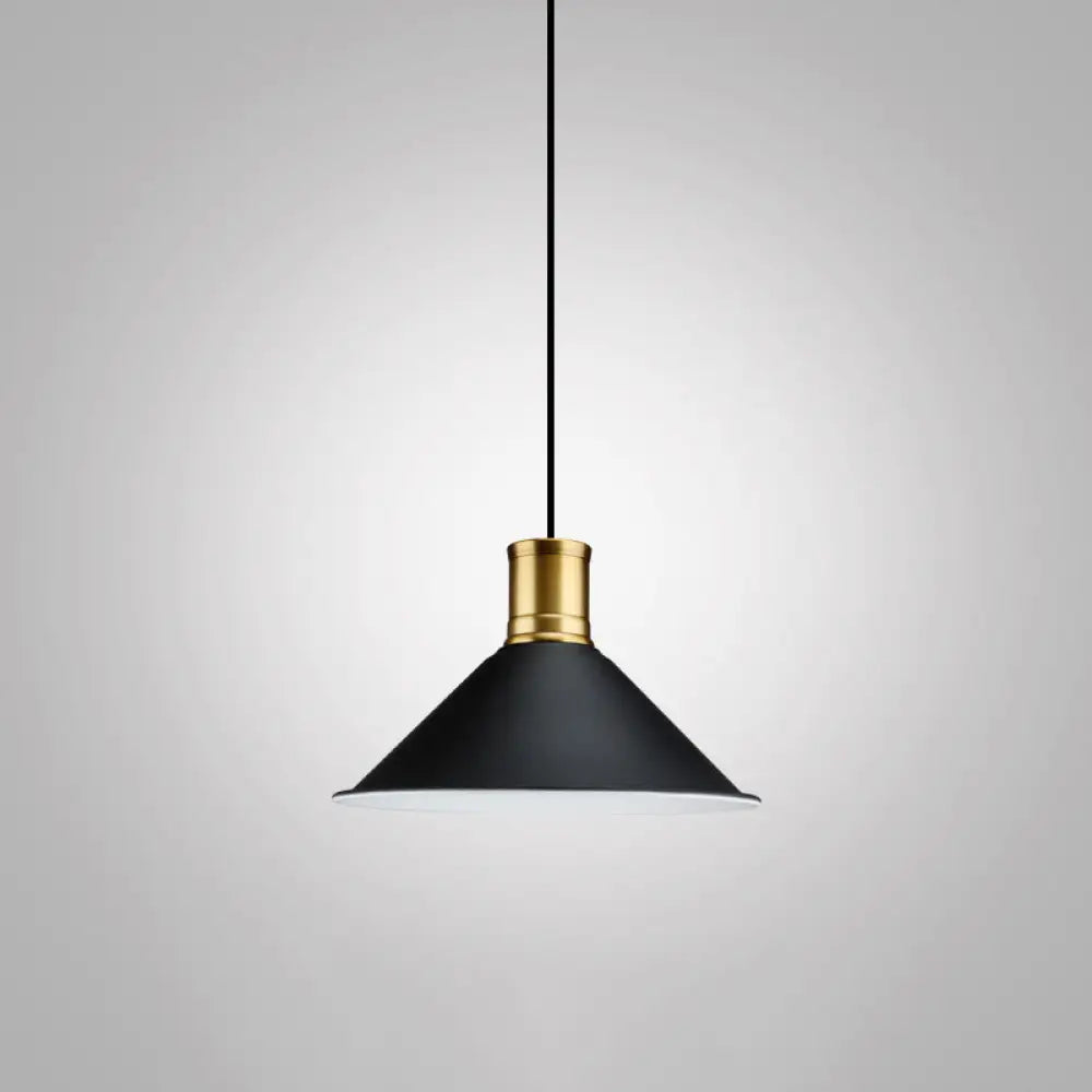 Modern Metal Black Pendant Light With Geometric Shade - Single Bulb Industrial Hanging Fixture / J