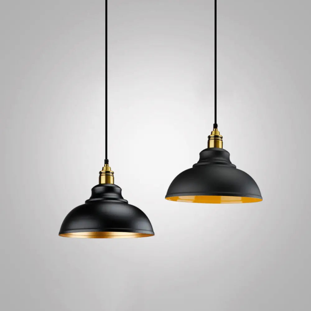 Modern Metal Black Pendant Light With Geometric Shade - Single Bulb Industrial Hanging Fixture / K
