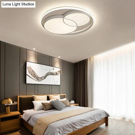 Modern Metal Black/White Circle Ceiling Flush Mount With Integrated Led For Bedroom Lighting White /