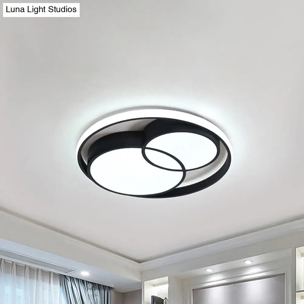 Modern Metal Black/White Circle Ceiling Flush Mount With Integrated Led For Bedroom Lighting