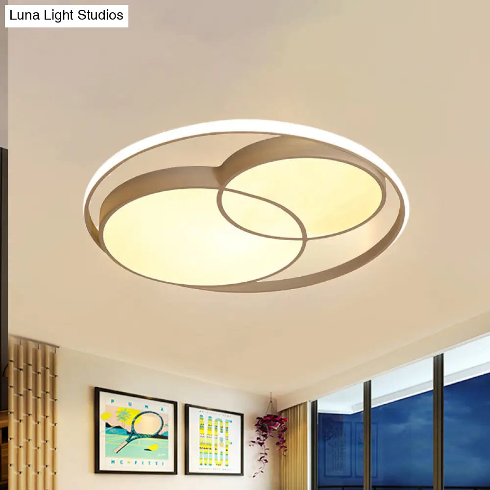 Modern Metal Black/White Circle Ceiling Flush Mount With Integrated Led For Bedroom Lighting