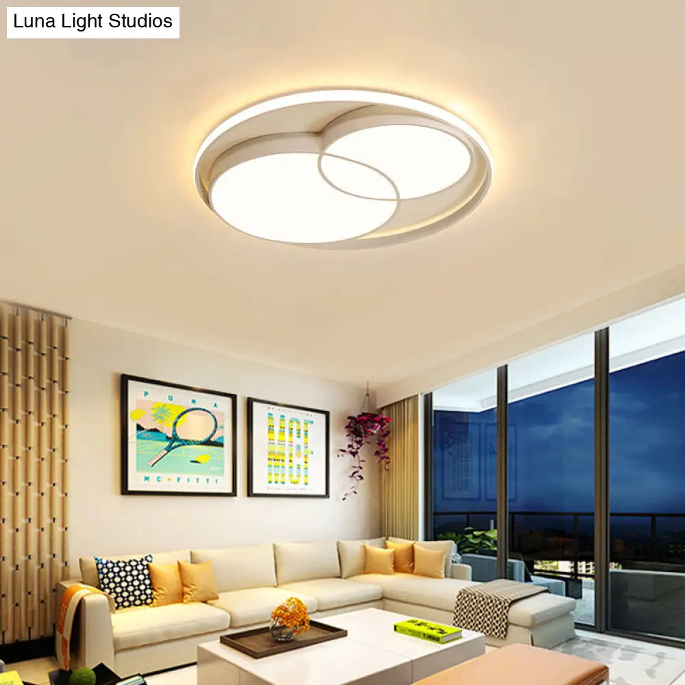 Modern Metal Black/White Circle Ceiling Flush Mount With Integrated Led For Bedroom Lighting