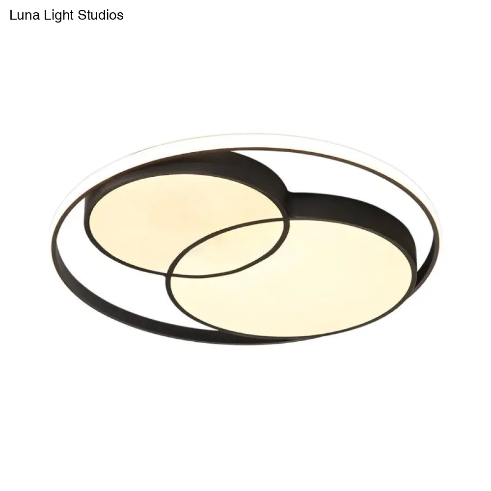 Modern Metal Black/White Circle Ceiling Flush Mount With Integrated Led For Bedroom Lighting