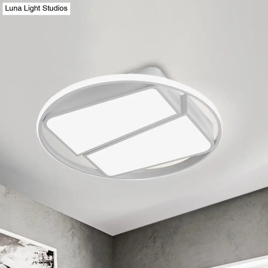 Modern Metal Black/White Led Ceiling Mount Light - 2-Trapezoid Design 16/19.5 Wide Flush Fixture For