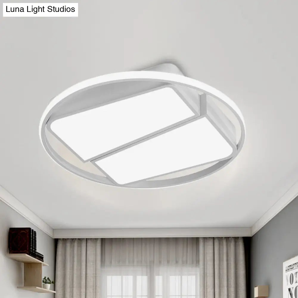 Modern Metal Black/White Led Ceiling Mount Light - 2 - Trapezoid Design 16’/19.5’ Wide Flush