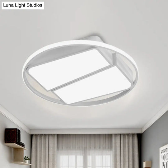 Modern Metal Black/White Led Ceiling Mount Light - 2 - Trapezoid Design 16’/19.5’ Wide Flush