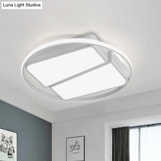 Modern Metal Black/White Led Ceiling Mount Light - 2 - Trapezoid Design 16’/19.5’ Wide Flush