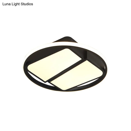 Modern Metal Black/White Led Ceiling Mount Light - 2-Trapezoid Design 16/19.5 Wide Flush Fixture For