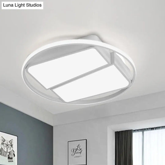 Modern Metal Black/White Led Ceiling Mount Light - 2-Trapezoid Design 16/19.5 Wide Flush Fixture For