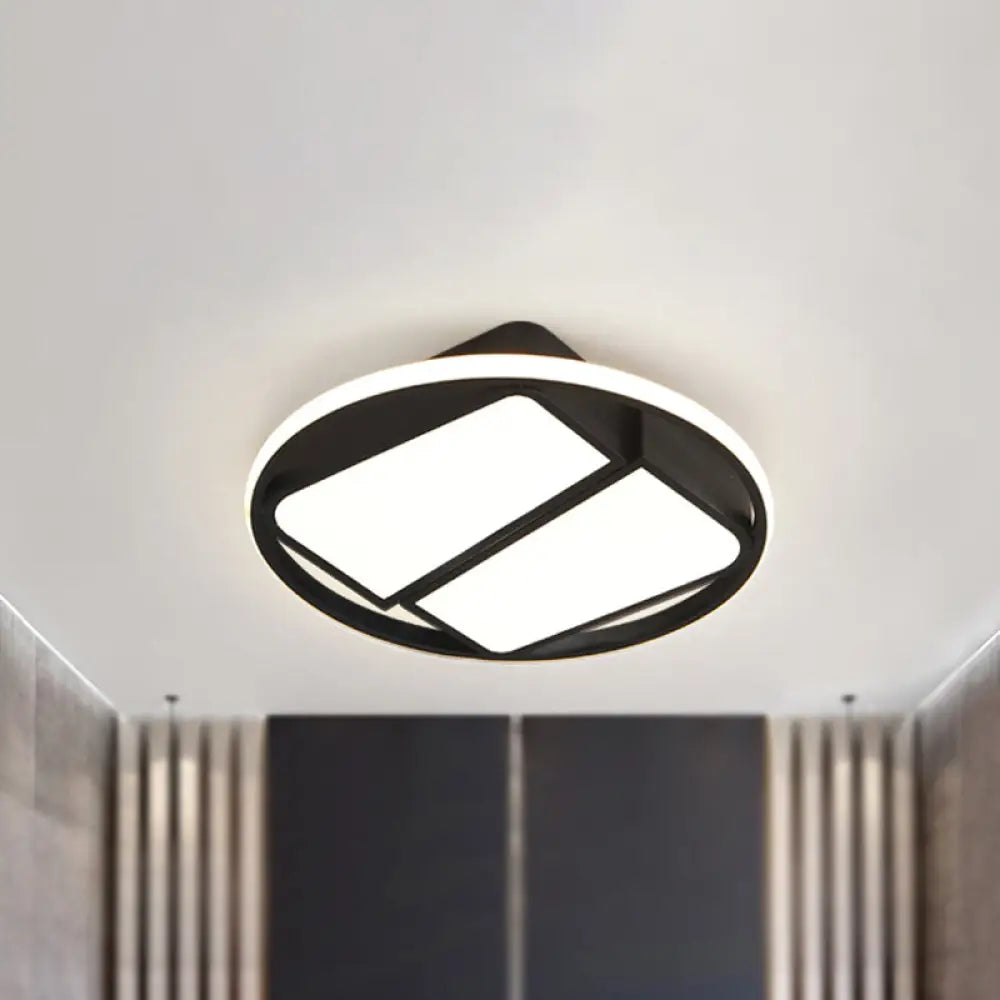 Modern Metal Black/White Led Ceiling Mount Light - 2 - Trapezoid Design 16’/19.5’ Wide Flush