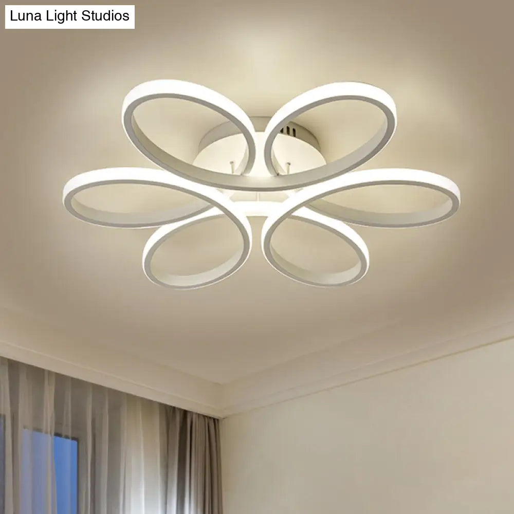 Modern Metal Blooming Flower Hotel Ceiling Light Fixture Led Semi Flush Mount - Warm/White 23/29