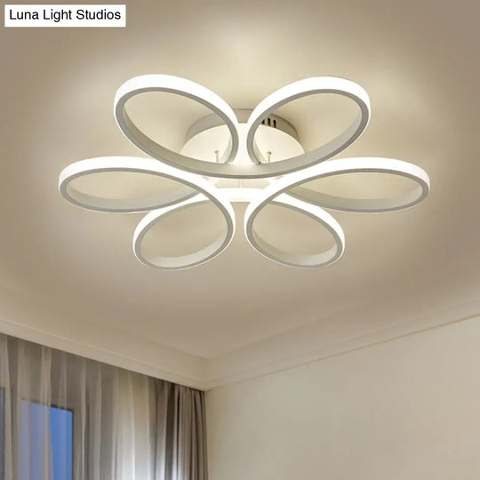 Modern Metal Blooming Flower Hotel Ceiling Light Fixture Led Semi Flush Mount - Warm/White 23/29