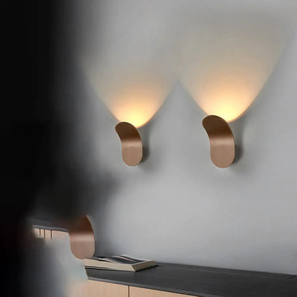 Modern Metal Bracket Led Bedside Wall Mount Light In Elegant Black/Gold/Coffee Finish Bronze