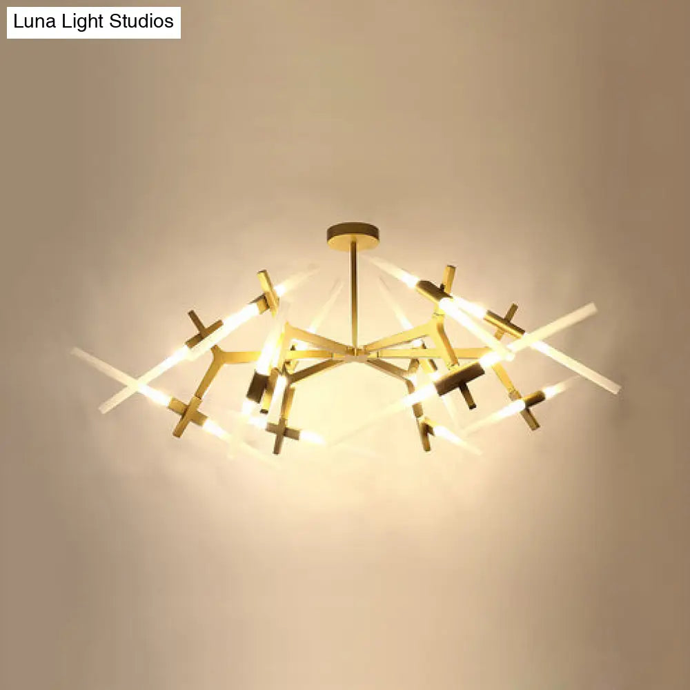 Modern Metal Branch Chandelier - 6/10/14 Lights Black/Gold Hanging Light For Living Room