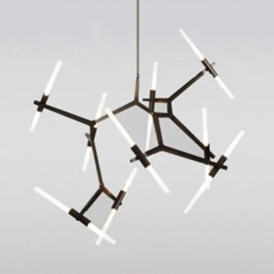 Modern Metal Branch Chandelier - 6/10/14 Lights Black/Gold Hanging Light For Living Room 18 / Black