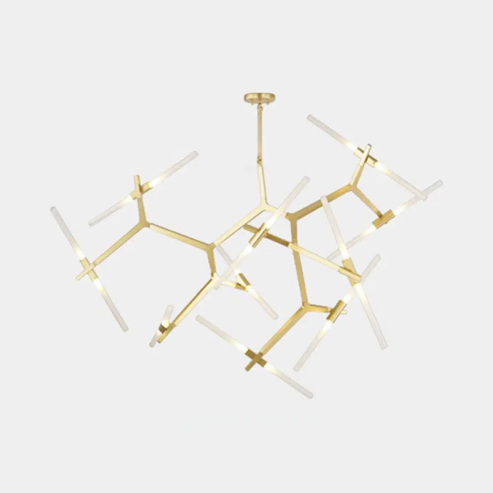 Modern Metal Branch Chandelier - 6/10/14 Lights Black/Gold Hanging Light For Living Room 20 / Gold