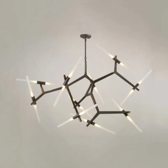 Modern Metal Branch Chandelier - 6/10/14 Lights Black/Gold Hanging Light For Living Room 20 / Black