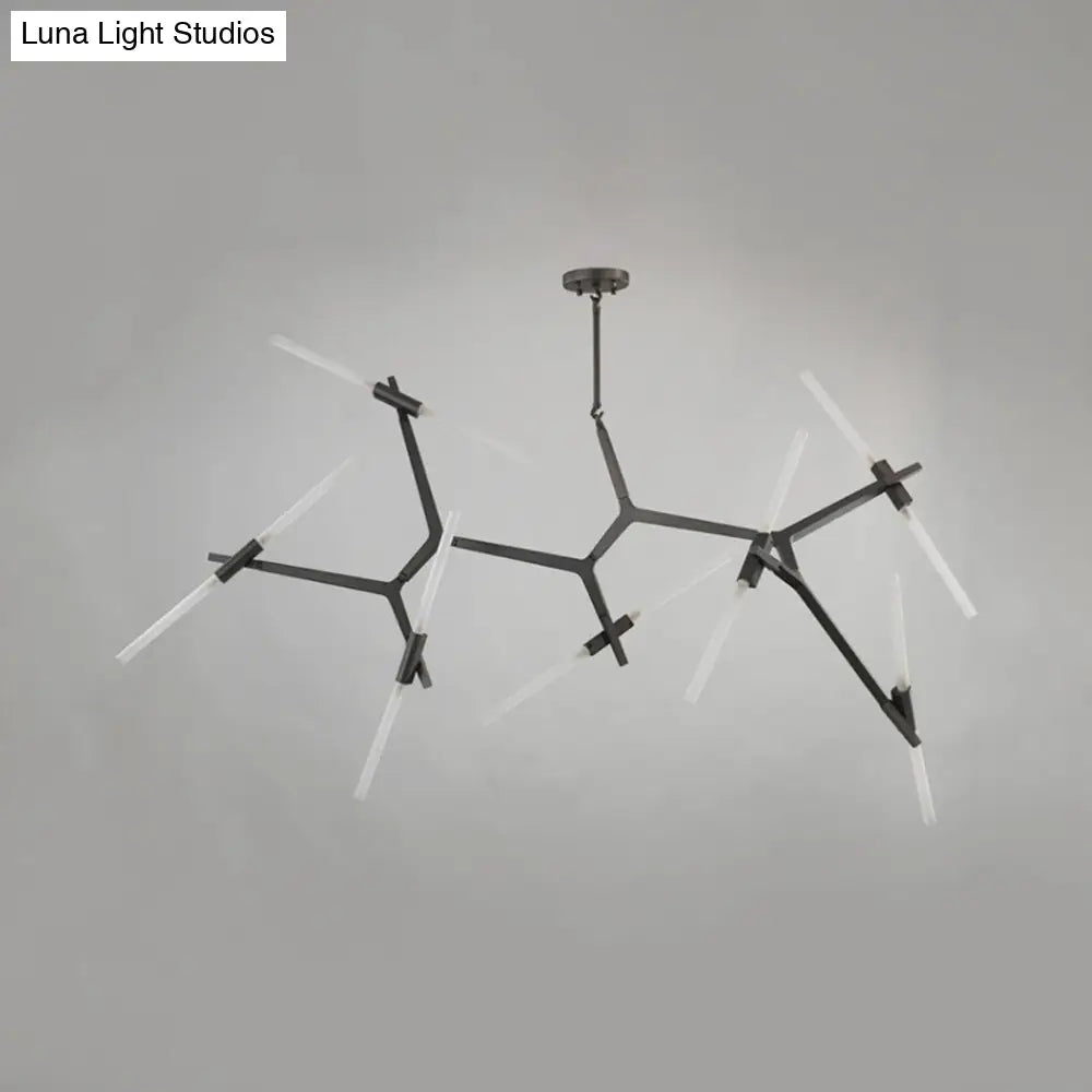 Modern Metal Branch Chandelier - 6/10/14 Lights Black/Gold Hanging Light For Living Room