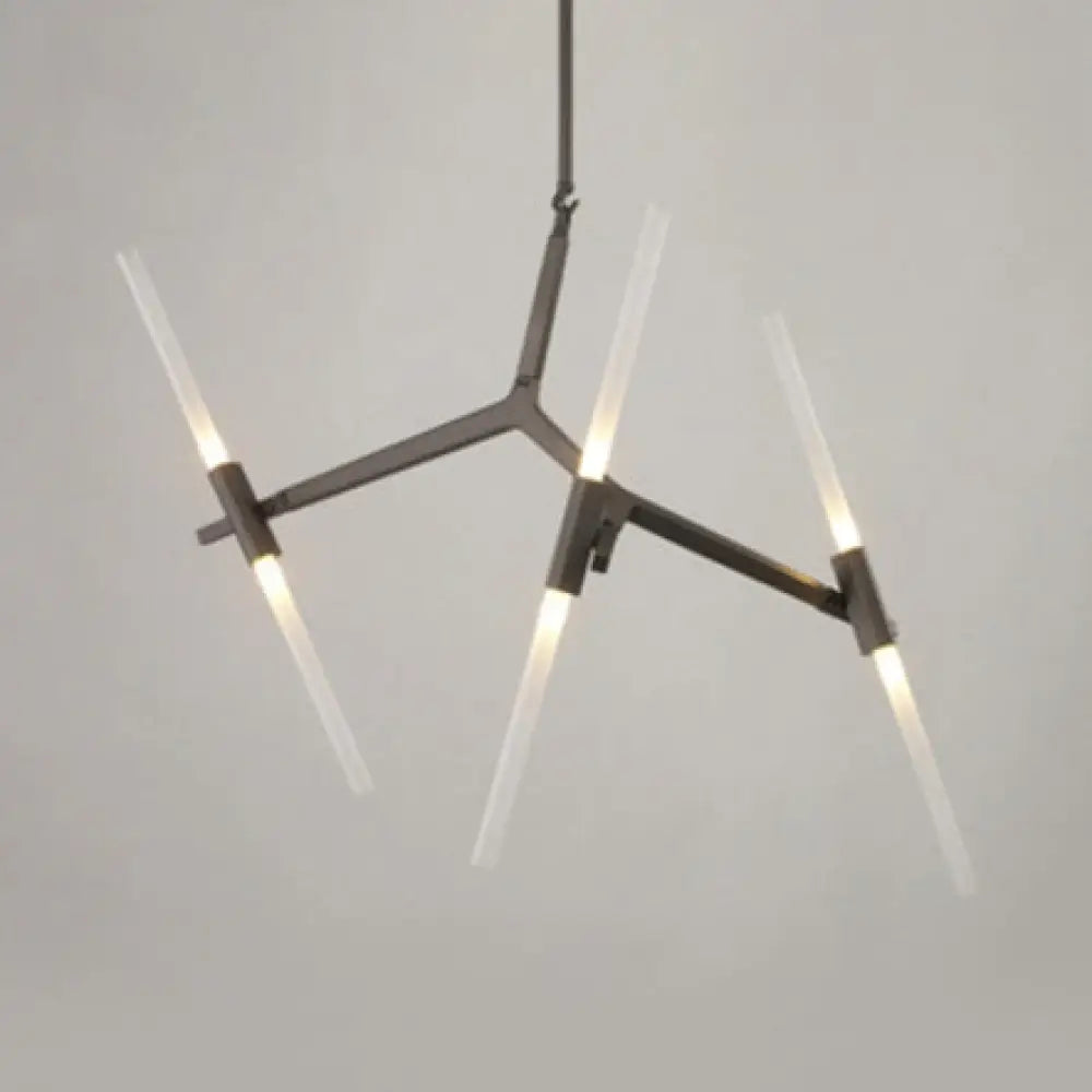 Modern Metal Branch Chandelier - 6/10/14 Lights Black/Gold Hanging Light For Living Room 6 / Black