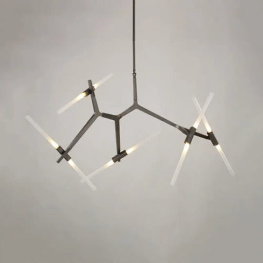 Modern Metal Branch Chandelier - 6/10/14 Lights Black/Gold Hanging Light For Living Room 10 / Black