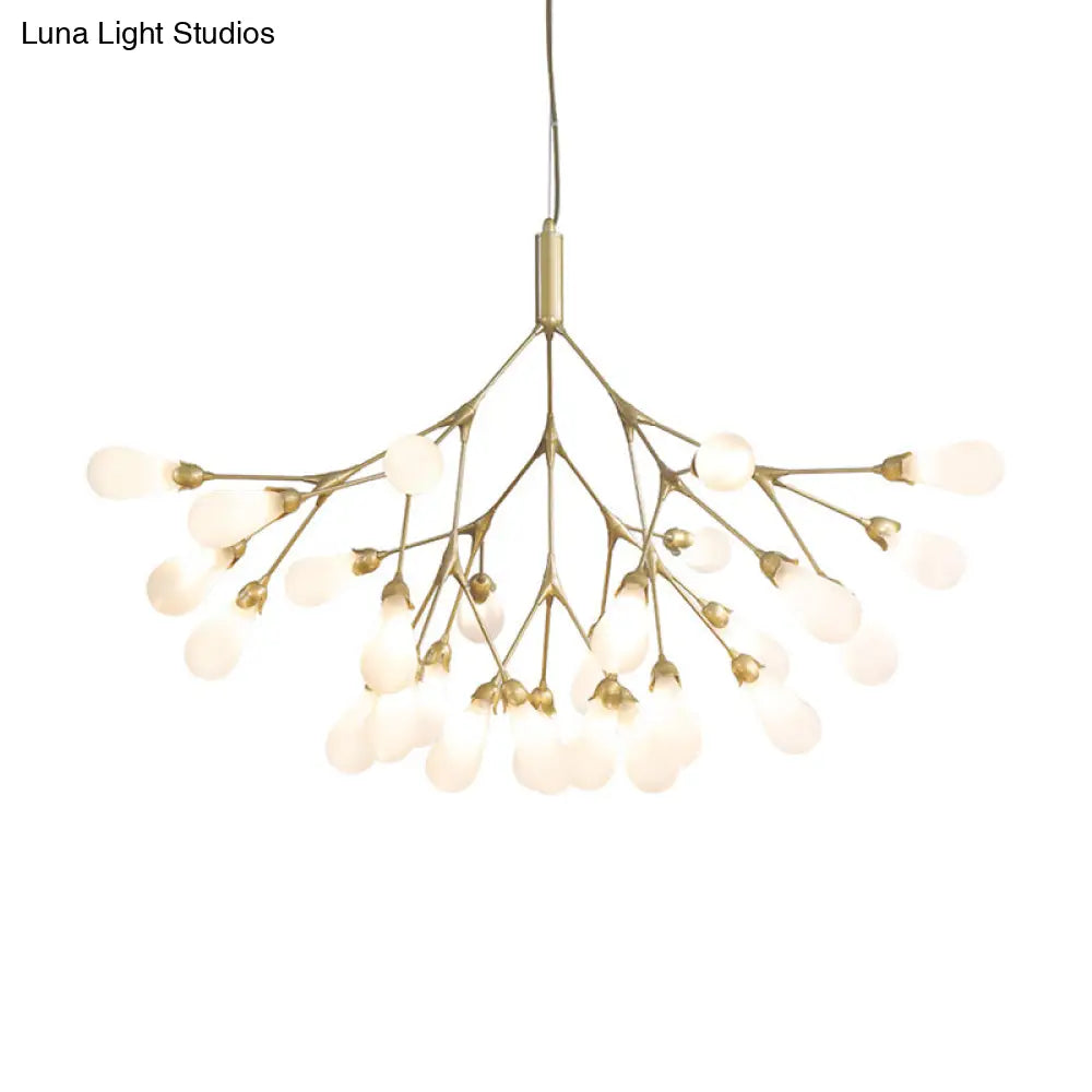 Modern Metal Branch Chandelier Pendant Light With Bulb-Shaped Glass - Minimalist Led Lighting