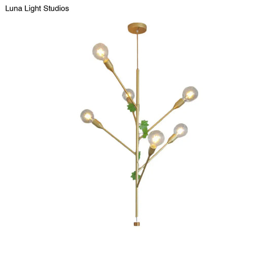 Modern Metal Pendant Lamp - Branch Design With 3/6 Lights In Gold/Rose Gold Cluster Perfect For