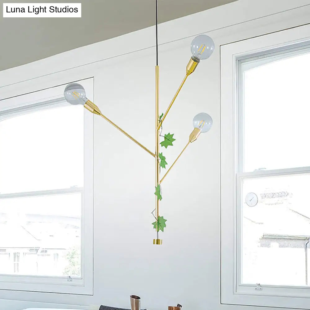 Modern Metal Pendant Lamp - Branch Design With 3/6 Lights In Gold/Rose Gold Cluster Perfect For