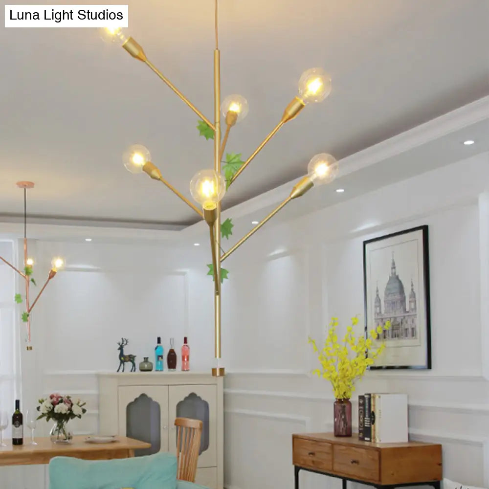 Modern Metal Branch Pendant Lamp - 3/6 Lights Gold/Rose Gold Ideal For Dining Room