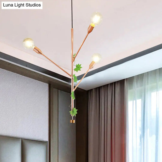 Modern Metal Pendant Lamp - Branch Design With 3/6 Lights In Gold/Rose Gold Cluster Perfect For