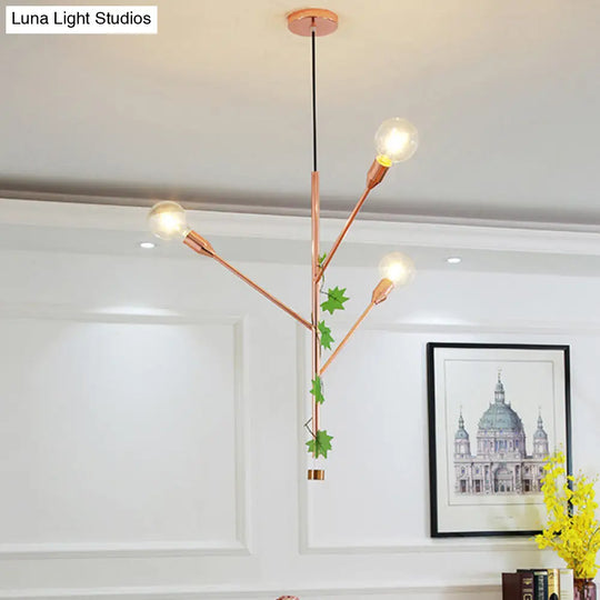 Modern Metal Pendant Lamp - Branch Design With 3/6 Lights In Gold/Rose Gold Cluster Perfect For