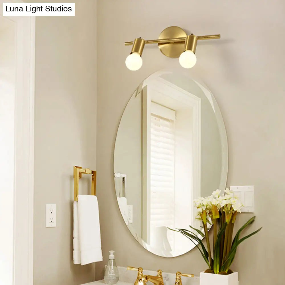 Modern Metal Brass Linear Led Wall Sconce 2/3/4-Bulb Vanity Light For Bathroom