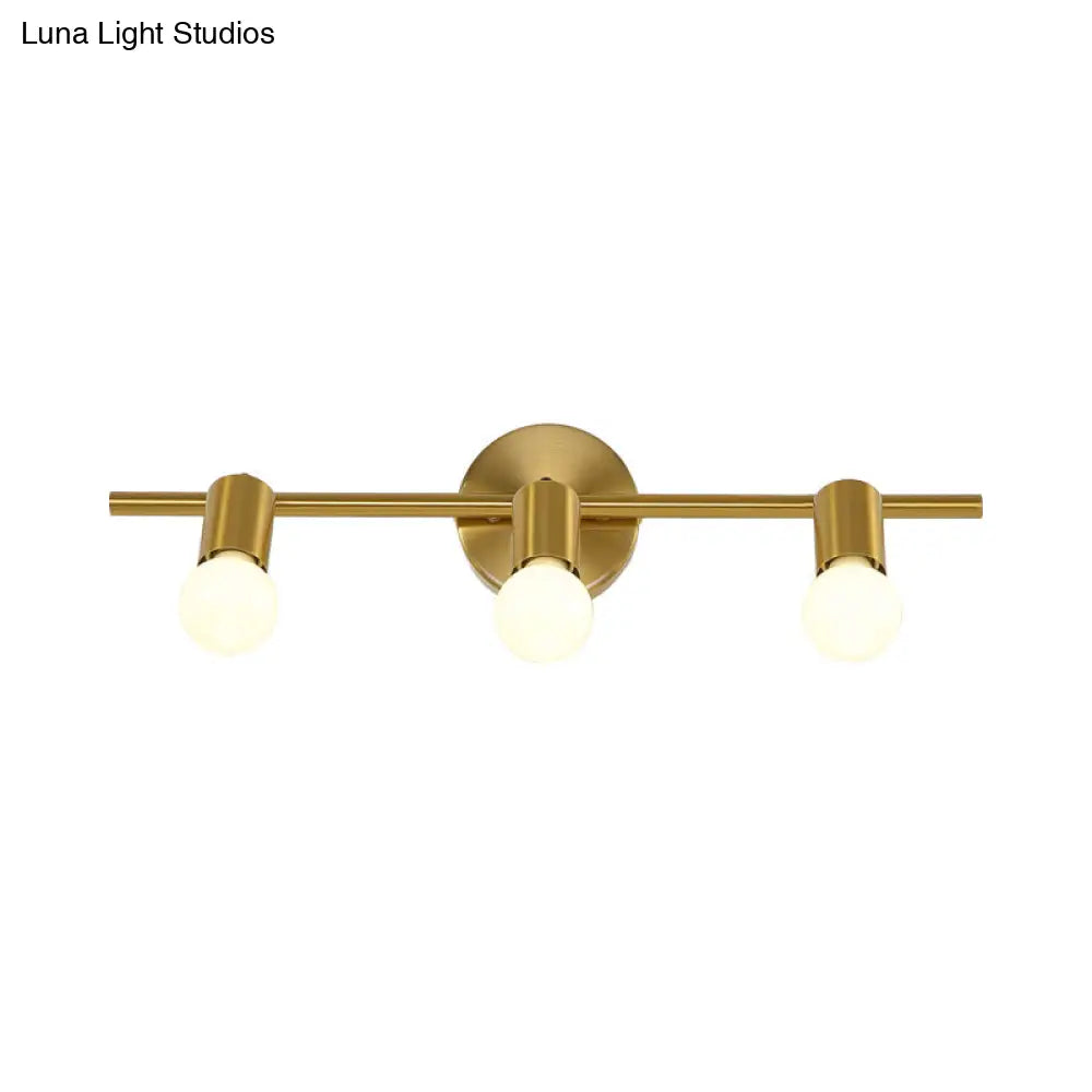 Modern Metal Brass Linear Led Wall Sconce 2/3/4-Bulb Vanity Light For Bathroom