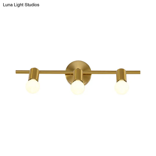 Modern Metal Brass Linear Led Wall Sconce 2/3/4-Bulb Vanity Light For Bathroom