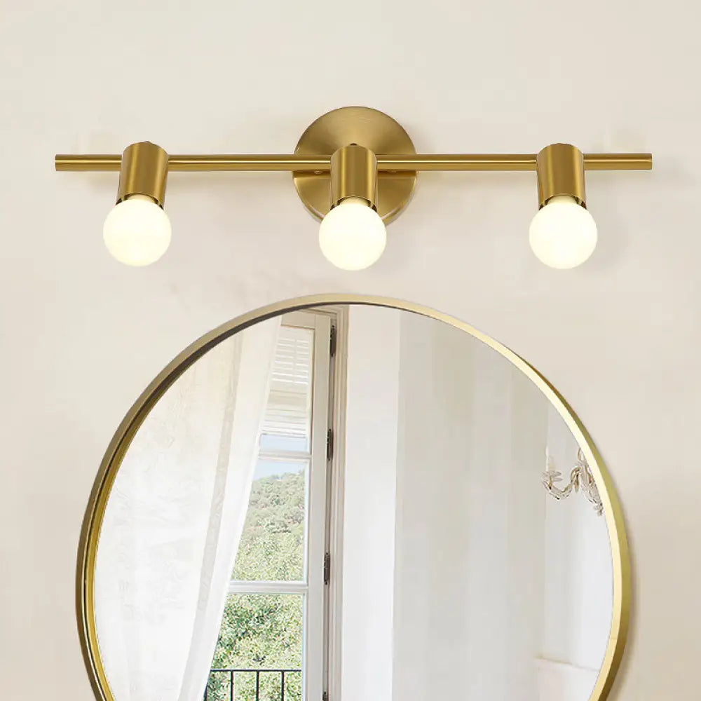 Modern Metal Brass Linear Led Wall Sconce 2/3/4-Bulb Vanity Light For Bathroom 3 /