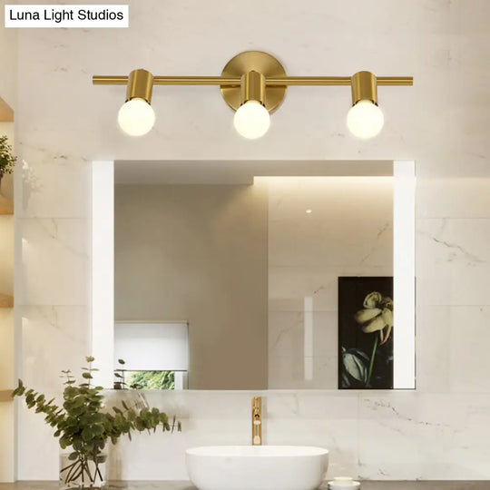 Modern Metal Brass Linear Led Wall Sconce 2/3/4-Bulb Vanity Light For Bathroom