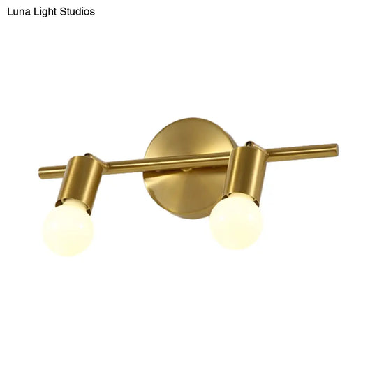 Modern Metal Brass Linear Led Wall Sconce 2/3/4-Bulb Vanity Light For Bathroom