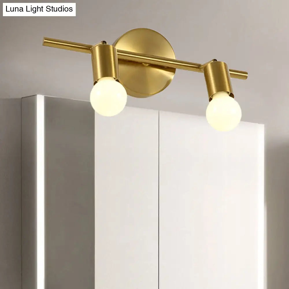 Modern Metal Brass Linear Led Wall Sconce 2/3/4-Bulb Vanity Light For Bathroom