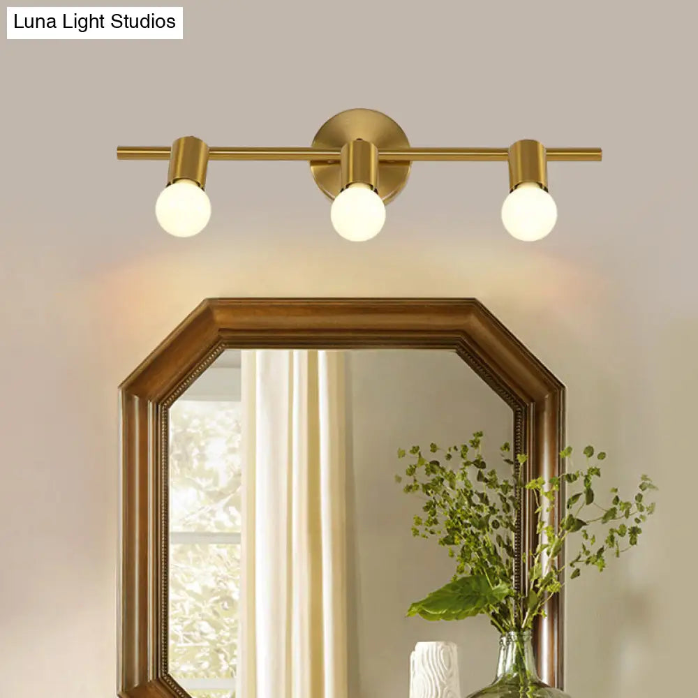 Modern Metal Brass Linear Led Wall Sconce 2/3/4-Bulb Vanity Light For Bathroom