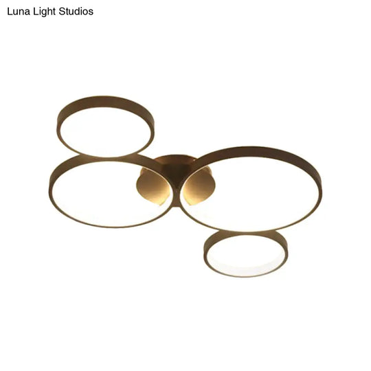 Modern Metal Bubble Rings Flush Mount Led Ceiling Light - 3/4/5-Head Black Surface