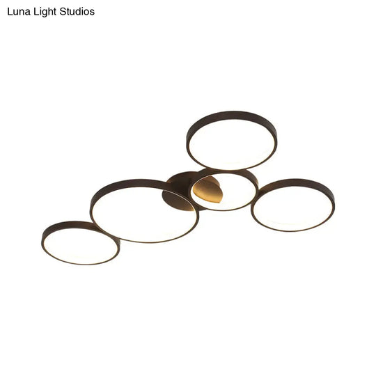 Modern Metal Bubble Rings Flush Mount Led Ceiling Light - 3/4/5 - Head Black Surface