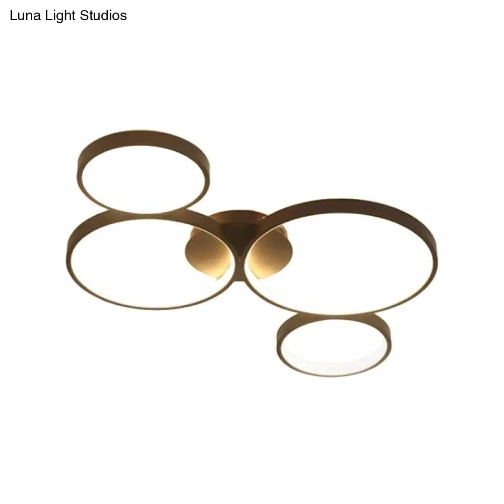 Modern Metal Bubble Rings Flush Mount Led Ceiling Light - 3/4/5 - Head Black Surface