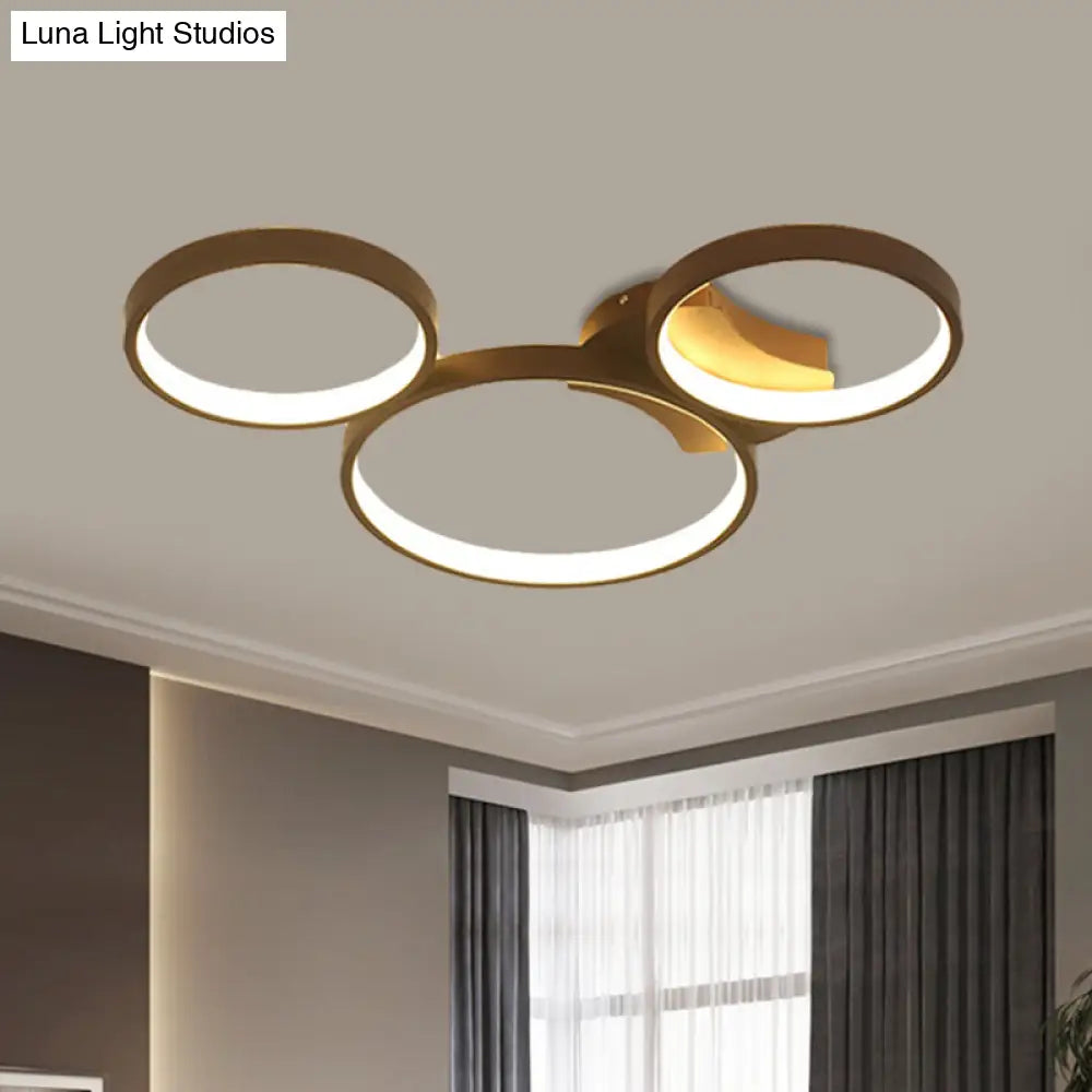 Modern Metal Bubble Rings Flush Mount Led Ceiling Light - 3/4/5-Head Black Surface 3 /