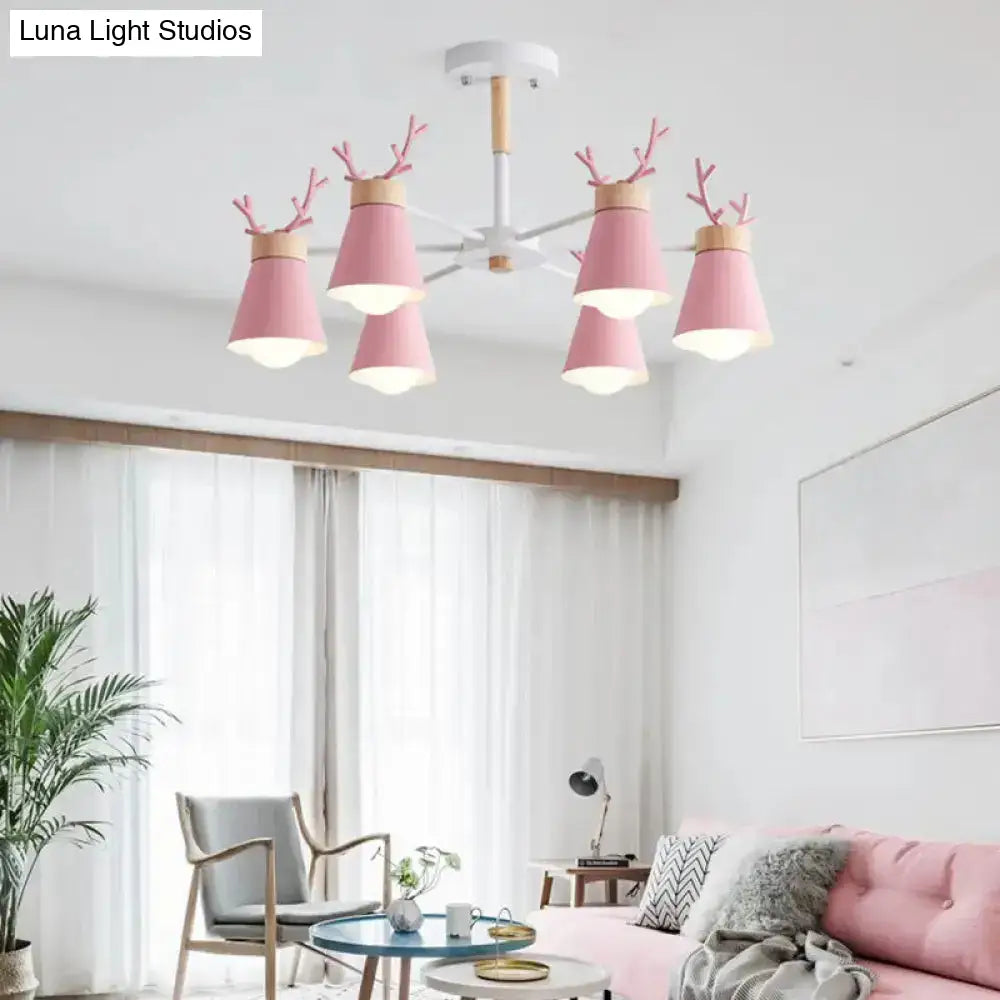 Modern Metal Ceiling Lamp With Antler Design - Barrel Semi Flush Light For Living Room