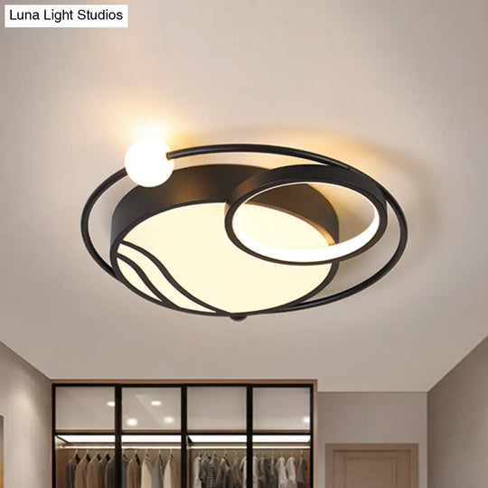 Modern Metal Ceiling Light Fixture Nordic Black/Gold Led Flushmount Lighting In Warm/White 16.5/20.5