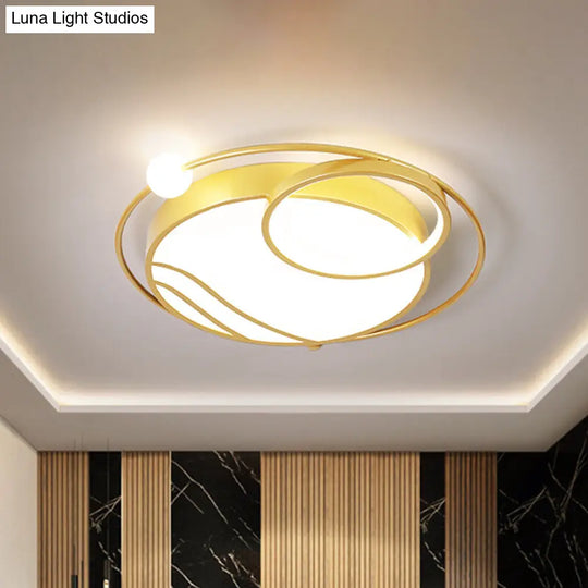 Modern Metal Ceiling Light Fixture Nordic Black/Gold Led Flushmount Lighting In Warm/White 16.5/20.5